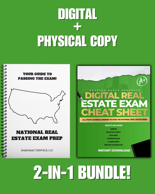 2-IN-1 REAL ESTATE EXAM CHEAT SHEET BUNDLE (PHYSICAL AND DIGITAL COPY)