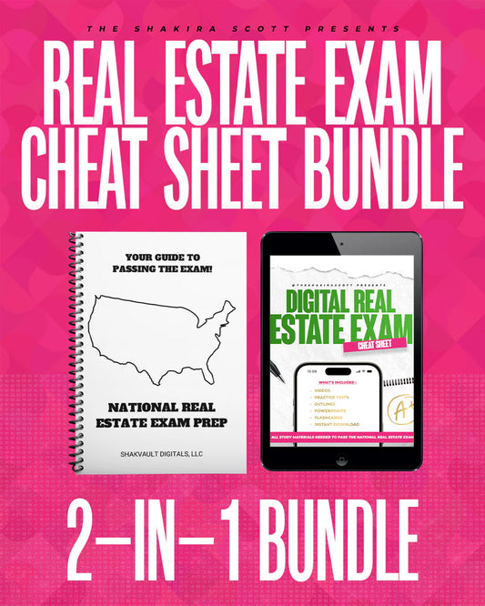 2-IN-1 REAL ESTATE EXAM CHEAT SHEET BUNDLE (PHYSICAL AND DIGITAL COPY)